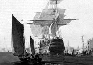 navio fondeado