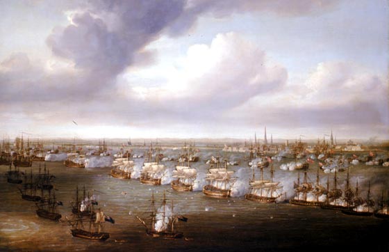 Vista de la batalla por el pintor Pocock