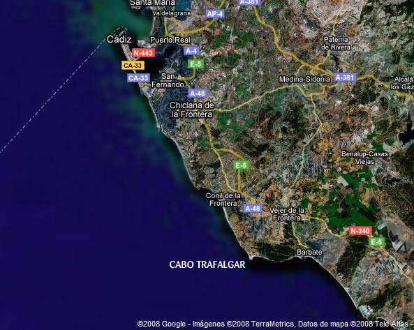 Situaci&oacute;n geografica del Cabo de Trafalgar
