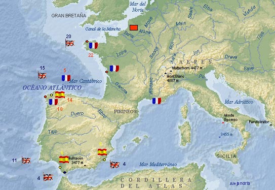 Mapa de las posiciones de cada bando