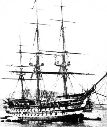 Navío Reina Isabel II. Fotografía de la época