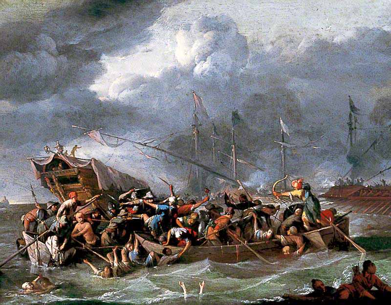 Una batalla naval entre cristianos y turcos