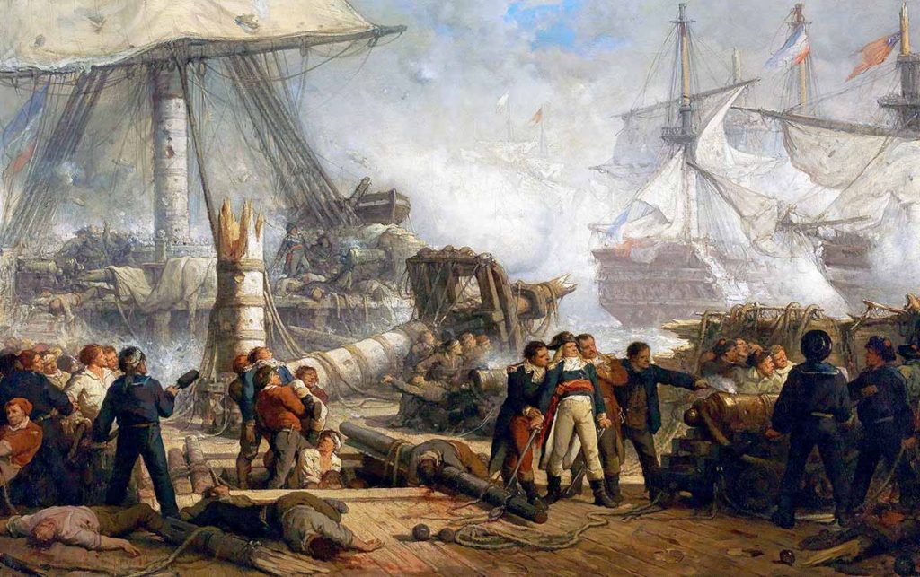 Lord Nelson en la Batalla de Trafalgar.