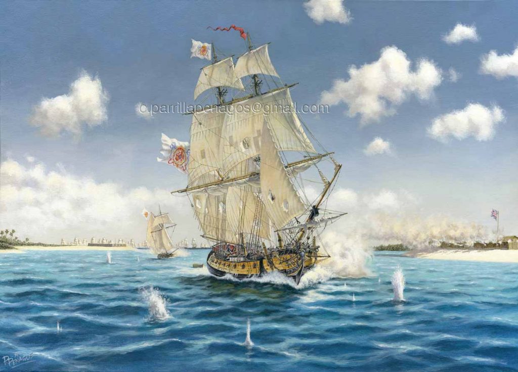 Bergantin Galveztown en la toma de Pensacola a los británicos en 1781