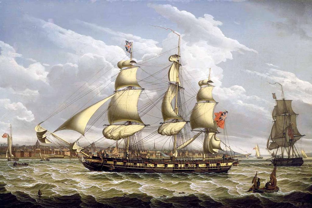 Un buque corsario británico frente a Liverpool.