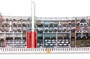 Caja de aguas de un navío español de 74 cañones. Imagen del Museo Naval de Madrid.