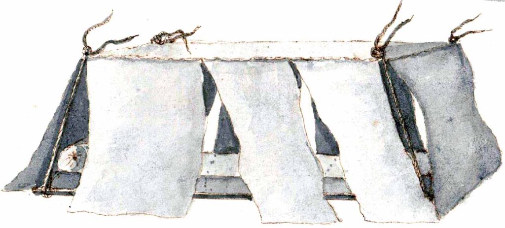 Catre colgado para los oficiales subalternos en la cámara grande. Sólo el comandante del buque y los más antiguos tenía un catre en firme en su cámara y respectivos camarotes. El resto de oficiales, al igual que el resto de la infantería de marina y la marinería, dormían en coys o catres colgados. Estos oficiales, como privilegio, tenían lonas que cubrían el catre para darles una mayor intimidad. Estos catres eran también muy rápidos de retirar en caso de combate, para no embarazar las cubiertas.