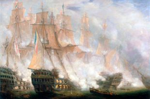 "La batalla de Trafalgar", por John Christian Schetky