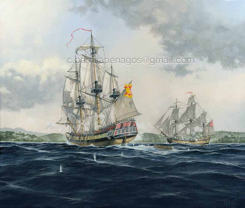 Corsarios del Plata apresando un buque inglés