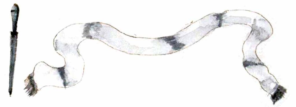 Cuchillo para llevar a la cintura y faja de seda