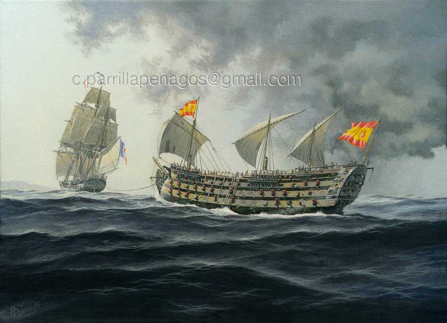 Pintura del navío Santa Ana. De Carlos Parrilla.