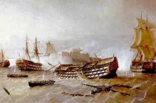 Ataque de navíos británicos al castillo del Morro, en 1762