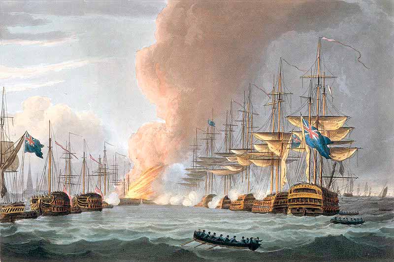 Destrucción de la flota danesa en la batalla de Copenhagen