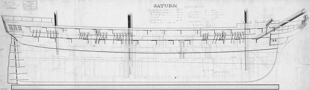 Fragata HMS Saturn, tras su conversión en fragata de 58