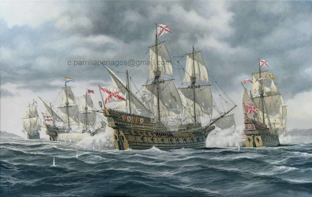 Galeones del rey. Pintura de Carlos Parrilla