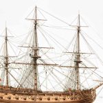 Recreación de una fragata española de 52 cañones, en base a la aparecida en una de las láminas del «Diccionario de Arquitectura Naval Antigua y Moderna», de Juan José Navarro de Viana y Búfalo. Ilustración de Todo a babor.