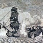 El navío Hércules en la batalla de Tolón, 1744 El navío británico HMS Marlborough, de 90 cañones, tras la batalla de Tolón en 1744