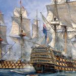 "HMS Royal Sovereign primero en la línea".