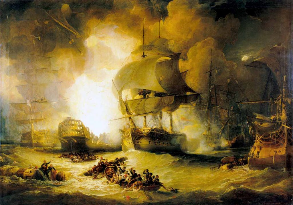 La destrucción del L'Orient durante la Batalla del Nilo, 1 de agosto de 1798. 
