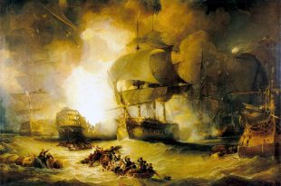 La destrucción del L'Orient durante la Batalla del Nilo, 1 de agosto de 1798.