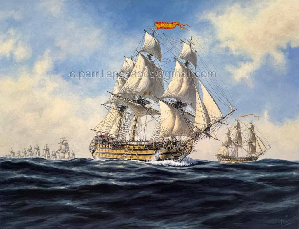 Misión de escolta. Pintura de Carlos Parrilla