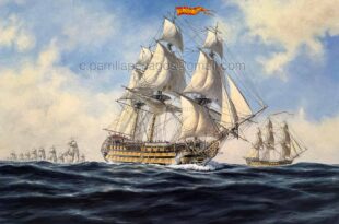 Misión de escolta. Pintura de Carlos Parrilla