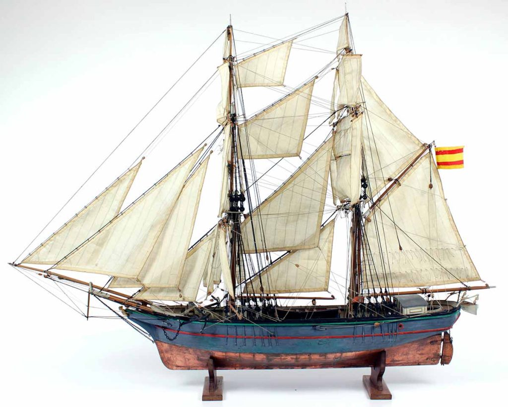 Modelo de bergantín redondo mercante (siglo XIX).