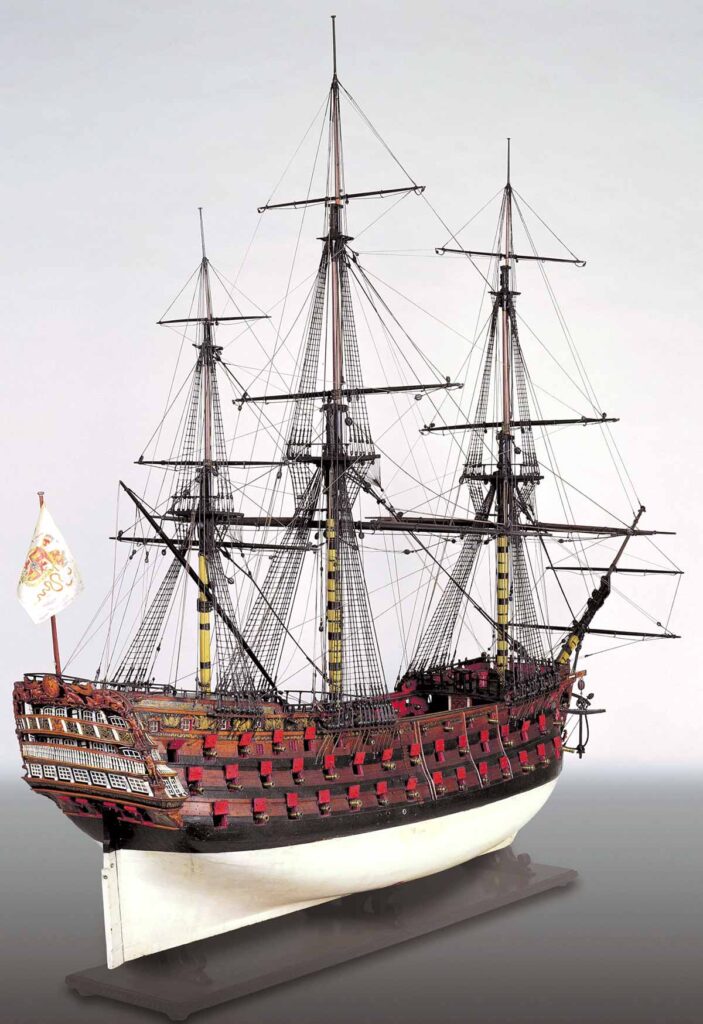 Vista del modelo de arsenal del navío Santísima Trinidad.