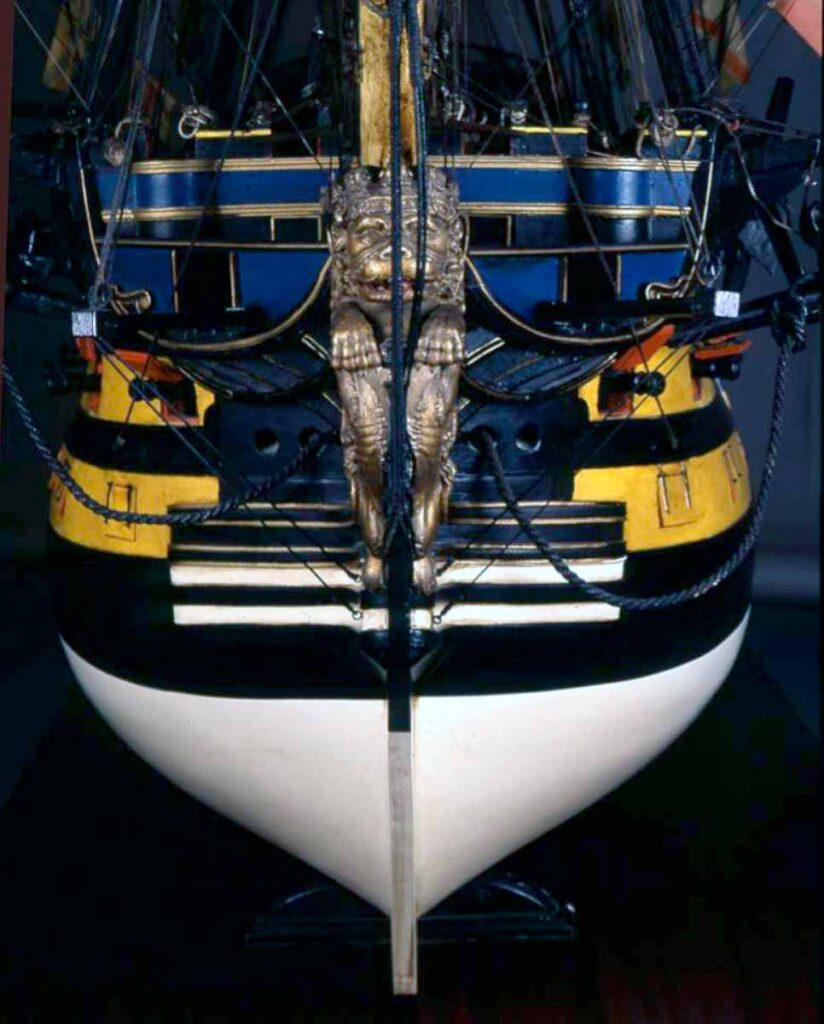 Mascarón de proa del modelo del navío Santa Ana. Imagen del Museo Naval de Madrid.