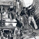 "El motín en Spithead: arriando la bandera roja en el Royal George, 1797", por William Heysham Overend.