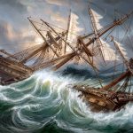 Fragata Juno (3ª) (1789) Naufragio de la fragata Juno. Pintura basada en el grabado de Jules Noel. De Tormentas y naufragios, 1868-1869, de Zurcher y Margolle, de Il Giro del mondo (World Tour), Revista de geografía, viajes y disfraces, volumen IV, número 10, 10 de marzo de 1870. Pintura de Todo a babor.