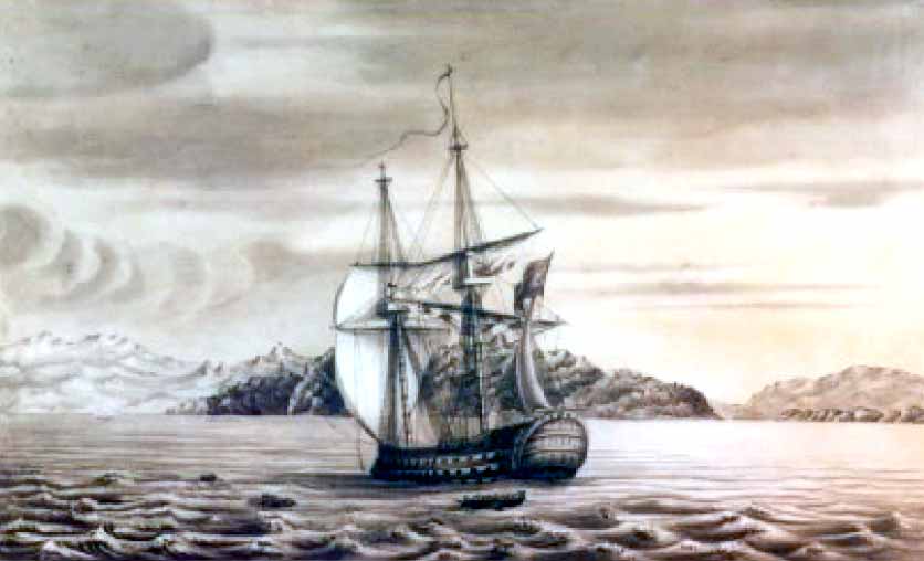Momento en que la dotación del navío Fernando VII abandona el buque.