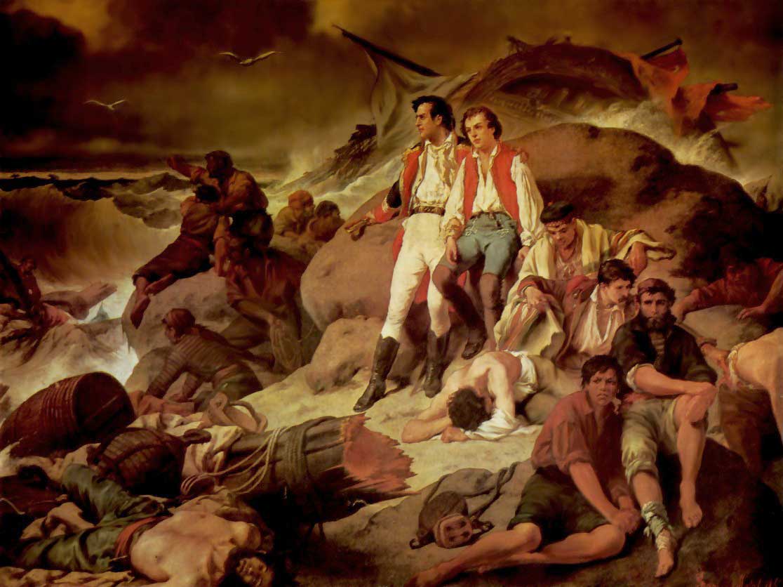 Marineros españoles naufragados en la batalla de Trafalgar
