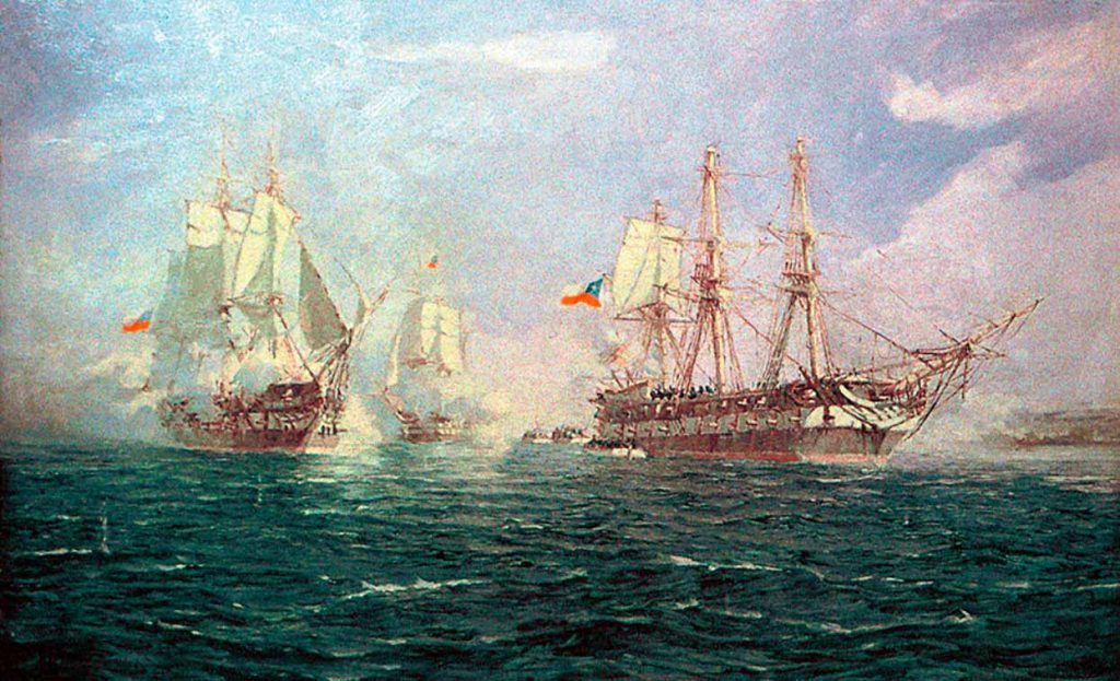 Primera Escuadra Nacional de Chile. Captura fragata María Isabel 1818, luego nombrada O'Higgins. 