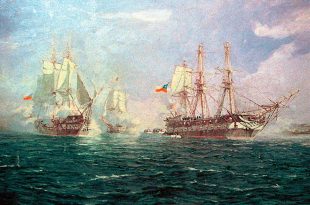 Primera Escuadra Nacional de Chile. Captura fragata María Isabel 1818, luego nombrada O'Higgins.