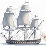 Interpretación de la ilustración anterior del navío Cambi. Ilustración de Todo a babor.