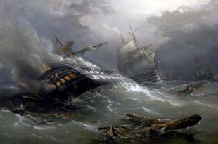 Navío hundido en la batalla de Trafalgar