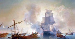 El buque de guerra francés Le Bon derrota a una gran flota de galeras españolas en el mar Mediterráneo en 1684