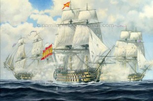 Navío Príncipe de Asturias en la batalla de Trafalgar