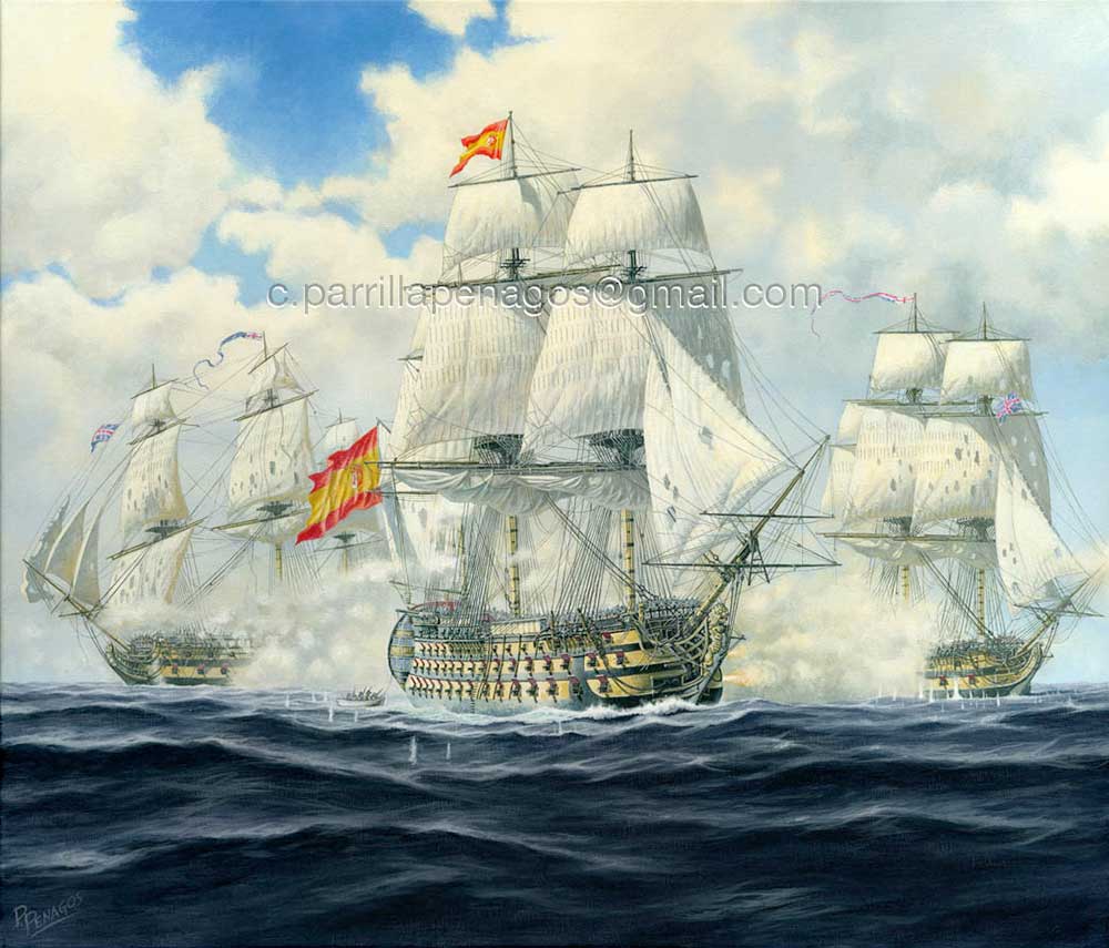 Navío Príncipe de Asturias en la batalla de Trafalgar