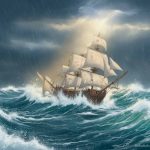 El navío San Luis en el temporal de 1731. Pintura de Todo a babor.