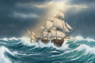 El navío San Luis en el temporal de 1731. Pintura de Todo a babor.