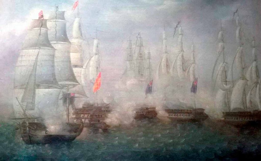 El navío "San Francisco de Asís" contra cuatro fragatas británicas.