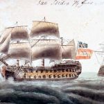 Navío San Isidro, de 74 cañones, tras ser apresado por los británicos