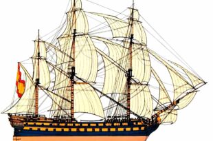 Navío San Telmo. Ilustración de Rafael Berenguer y Moreno de Guerra.