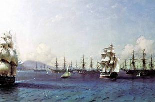 La flota del Mar Negro en la Bahía de Teodosia, antes de la guerra de Crimea.
