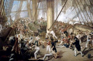 La caída de Nelson en la batalla de Trafalgar