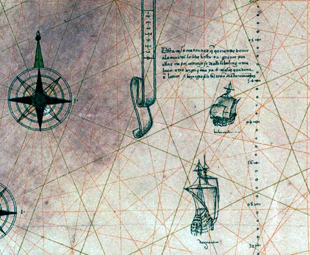 Detalle de la nao Trinidad. Planisferio de Diego Ribero. 1529