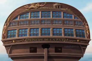 Recreación de la popa del navío Príncipe de la Paz. Ilustración de Todo a babor.