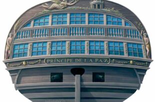 Recreación de la popa del navío Príncipe de la Paz. Ilustración de Todo a babor.